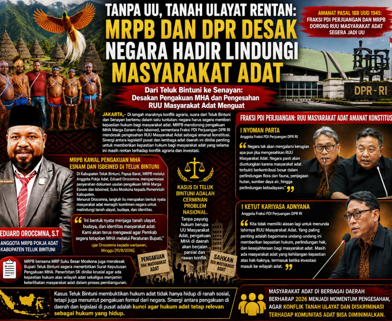 Tanpa UU, Tanah Ulayat Rentan: MRPB dan DPR Desak Negara Hadir Lindungi Masyarakat Adat